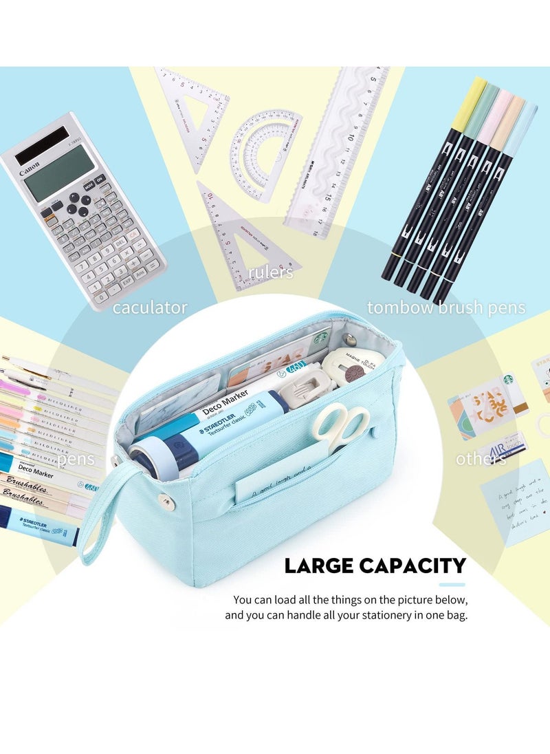SYOSI - Pencil Case Bag, Portable Large Capacity Durable Storage Student Pen Stationery Bag with Handle Canvas Bag for Boys Girls Men Women - Image 1