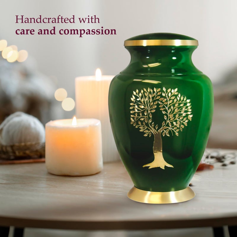 Trupoint Memorials Cremation Urns for Human Ashes, Tree of Life Decorative Burial Urn for Adult Men and Women, Large Green - Image 3