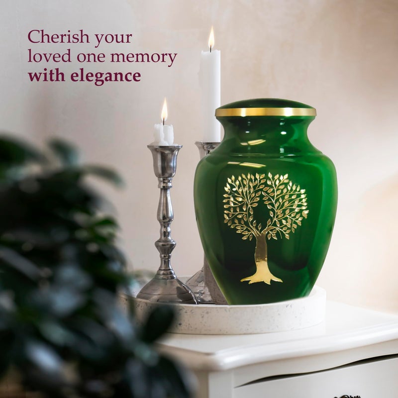 Trupoint Memorials Cremation Urns for Human Ashes, Tree of Life Decorative Burial Urn for Adult Men and Women, Large Green - Image 5