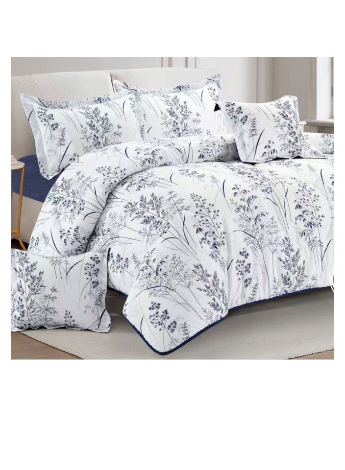 بلو سكاي مفرش سرير نفرين فخم من المايكروفايبر 100% ، غطاء سرير ، قابل للإستخدام على الوجهين، طقم مفارش بحشوة دبل  ، طقم نوم يتكون من 6 قطع ( مفرش بحشوة + شرشف مطاط للمرتبة + واقي مخدة + كيس مخدة + وسادة مربعة + كيس للوسادة المربعة  ) مقاس المفرش 240X260 سم ومقاس المغاط 200x200 سم ( اللون نفس الصورة) - Image 2