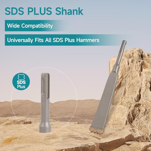 YOSIGHT SDS Plus Shank Four-Tooth Chisel, 7.85 Inch Long Round Shank Alloy Steel Hammer Drill Chisel, Four-Prong Flat Chisel, Ideal for Tile Concrete Brick Stone Masonry - Image 4