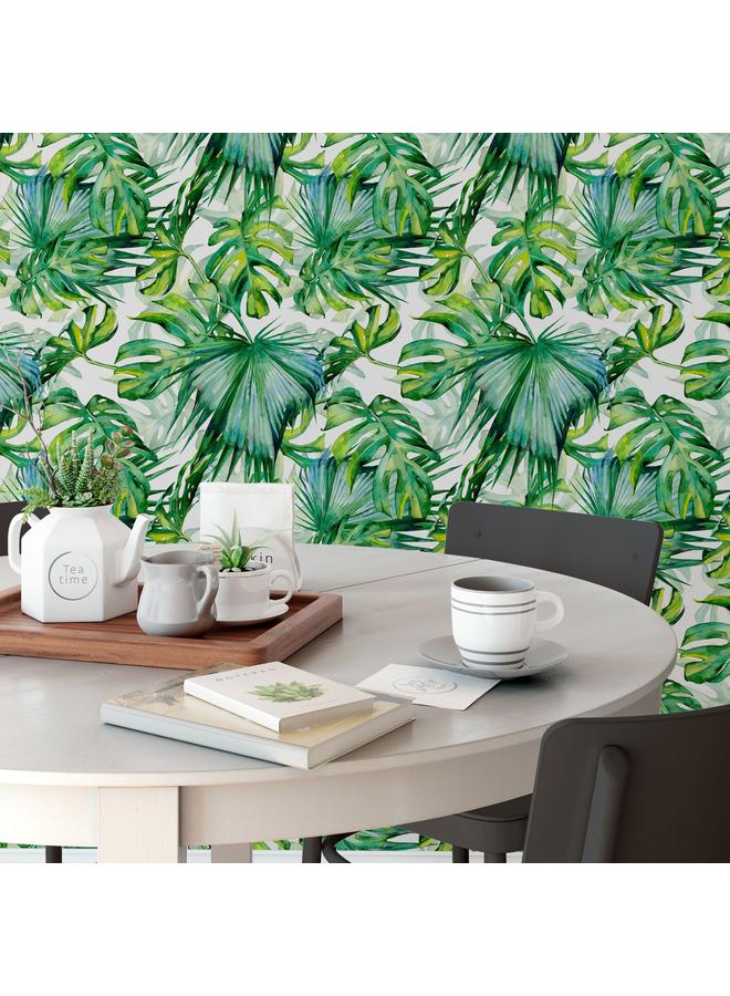 Bluejw Watercolor Tropical Palm Leaf Seamless Wallpaper Living Room Bedroom Wall Free Wallpaper RW005 - Image 3