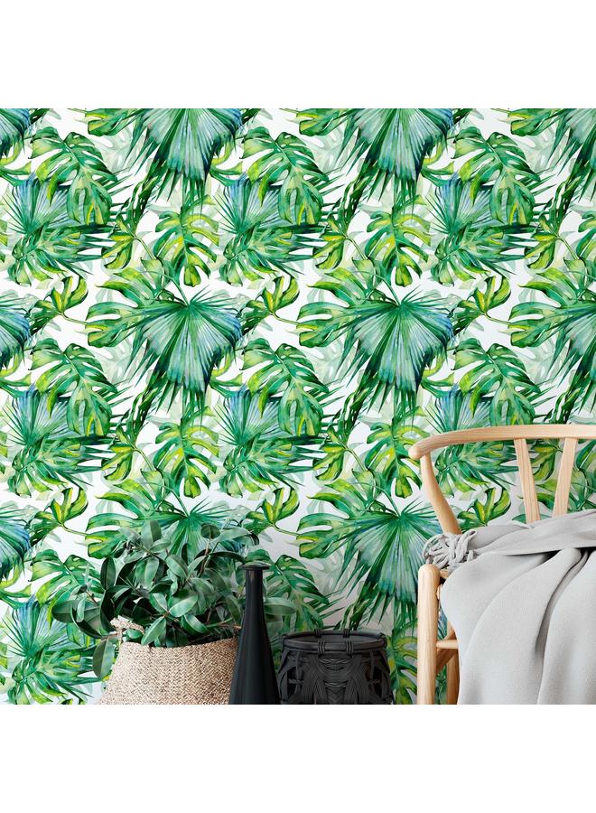 Bluejw Watercolor Tropical Palm Leaf Seamless Wallpaper Living Room Bedroom Wall Free Wallpaper RW005 - Image 4