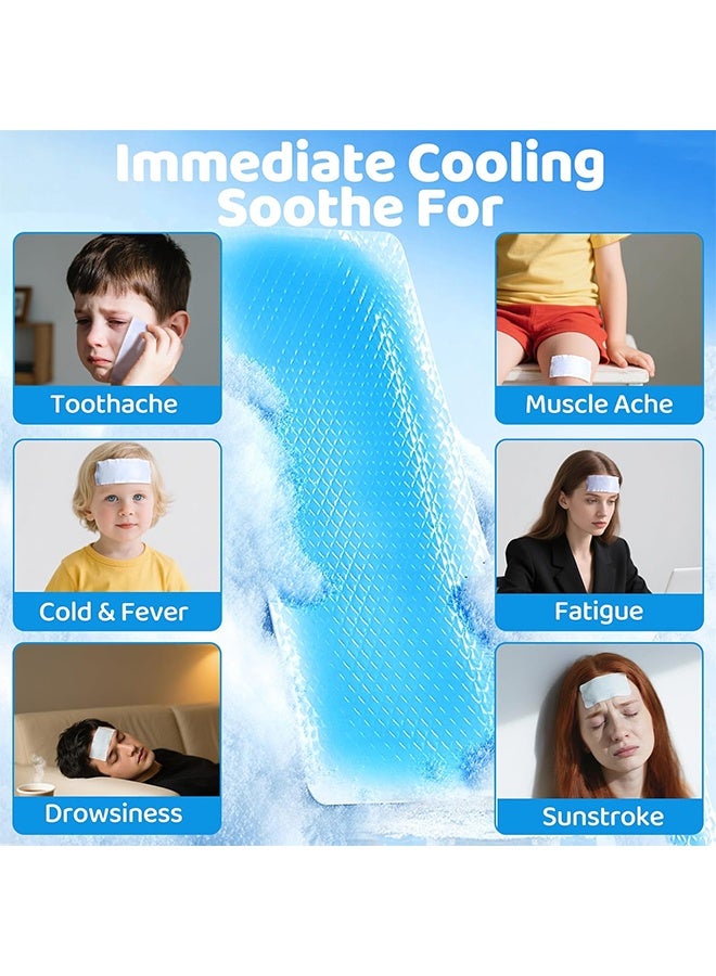 سوميفون عبوة من 14 رقعة تبريد، رقعة تبريد للحمى، تخفيف طبيعي للصداع النصفي، جل ناعم، رقعة حمى للأطفال، الوقاية من الصداع الناتج عن التوتر/التهاب الجيوب الأنفية - Image 2