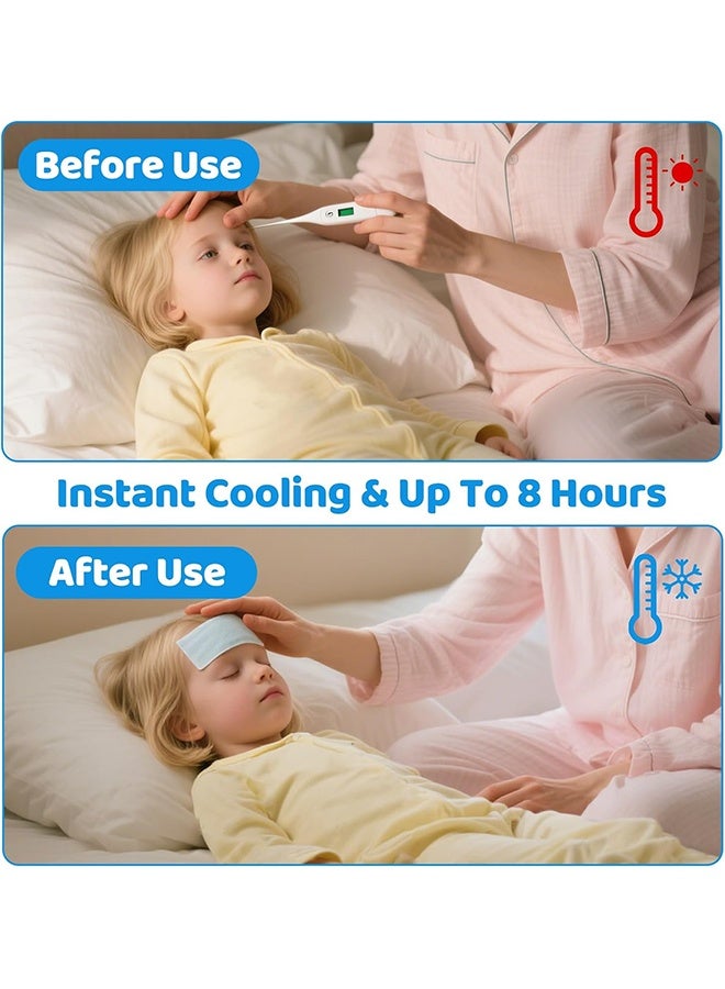 سوميفون عبوة من 14 رقعة تبريد، رقعة تبريد للحمى، تخفيف طبيعي للصداع النصفي، جل ناعم، رقعة حمى للأطفال، الوقاية من الصداع الناتج عن التوتر/التهاب الجيوب الأنفية - Image 4