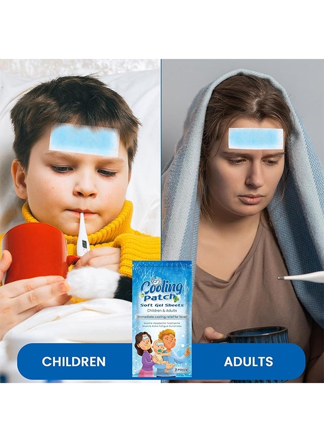 سوميفون عبوة من 14 رقعة تبريد، رقعة تبريد للحمى، تخفيف طبيعي للصداع النصفي، جل ناعم، رقعة حمى للأطفال، الوقاية من الصداع الناتج عن التوتر/التهاب الجيوب الأنفية - Image 3