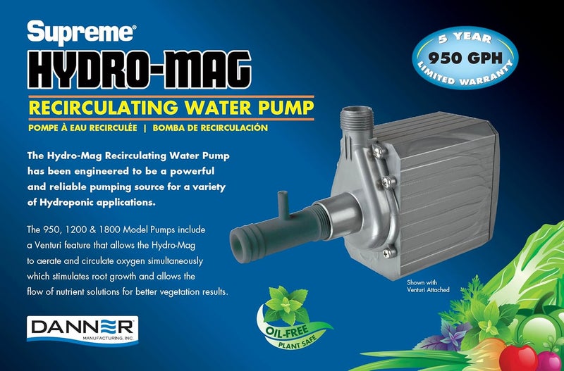 Danner Manufacturing, Inc., Supreme 950 GPH Hydro-Mag, Recirculating Water & Air Pump with Venturi, 40129 - Image 2