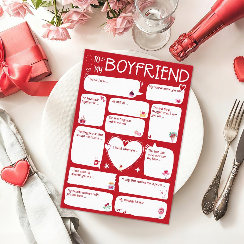 D4DREAM Valentine Day Card for Boyfriend - Personalized Fill-in-the-Blank DIY Valentine Card for Him, Red Envelope & Sealing Sticker (5.5â€x8â€) - Image 5