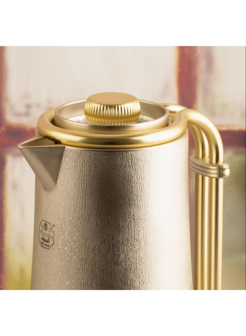 Alsaif Thermos Set, 2-Piece, 1L Each, Silver and Gold, Press Open - Image 2