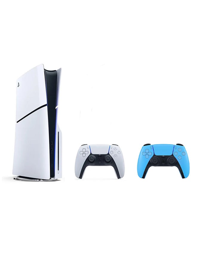 Sony PlayStation 5 Slim Console Disc Version With Extra Blue Controller - Image 1