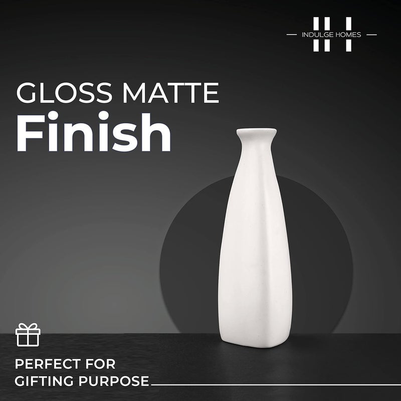 Indulge Homes Indulge Homes White Ceramic Bottle Vase Bottle_Vase_9Inch  - Image 5