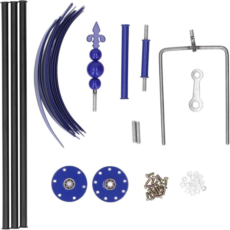 Pilipane Large Blue Iron Windmill Spinner Decorative Garden Yard Outdoor Wind Sculpture 20 x 90cm - Image 1