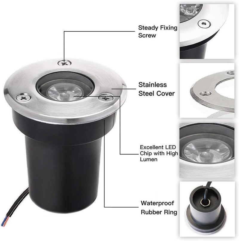 SUNRIVER Low Voltage Landscape Lights,1W Outdoor In-Ground Lights 12V-24V LED Landscape Lighting for Paver, Deck, Step, Garden, IP67 Waterproof (6 Pack Warm White) - Image 3