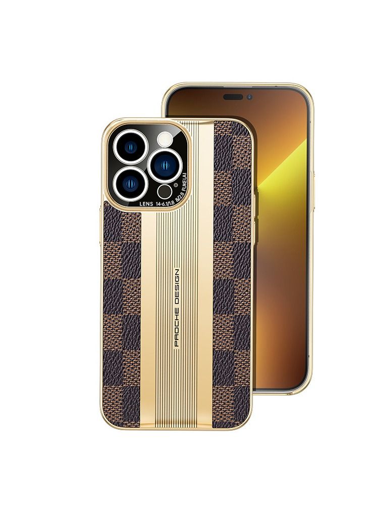 Suteni Electroplated Soft Edge Back Cover Leather Phone Case for iPhone