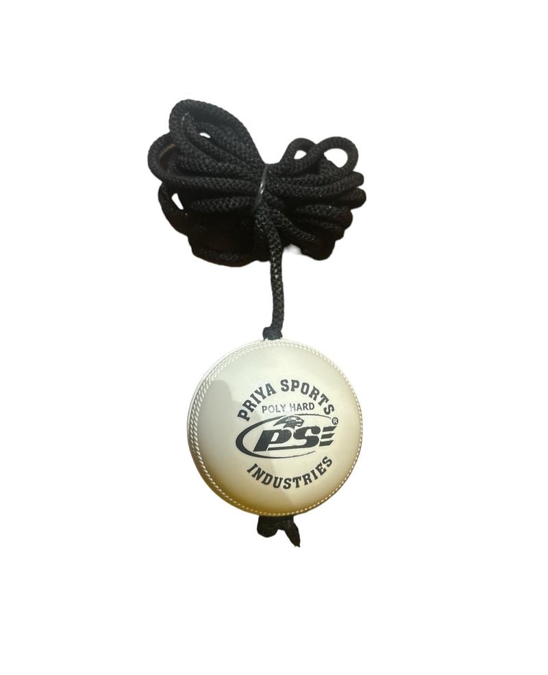 PSE Synthetic Ball with a Cord Cricket Hanging & Knocking Ball for Indoor & Outdoor Training |Practice| Batting|White Color| Pack of 1| - Image 1