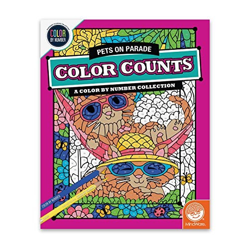 MindWare Color by Number Color Counts Coloring Book Pets on Parade Activity Book for Children Ages 6 and up 22 Pages - Image 1