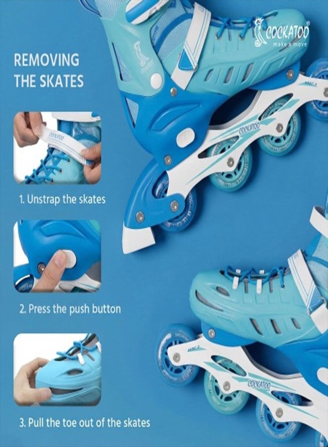 Cockatoo ShadowLine Adjustable Inline Skates, ABEC-7 Bearing Skating Shoes for 6-12 Years, 4 Wheels Inline Skates for Kids-Blue, Size-S (EU 31-34) - Image 2