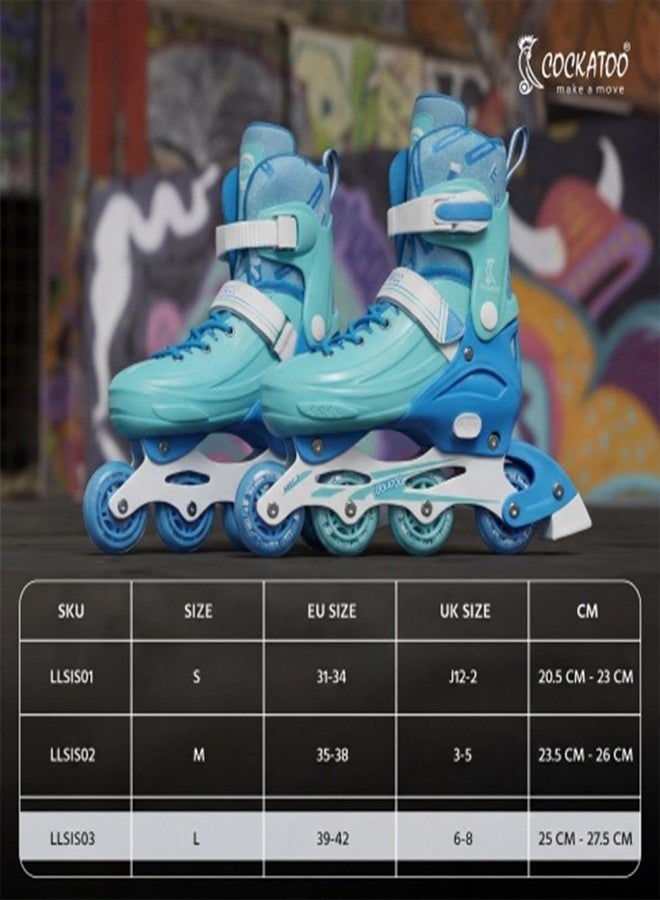 Cockatoo ShadowLine Adjustable Inline Skates, ABEC-7 Bearing Skating Shoes for 6-12 Years, 4 Wheels Inline Skates for Kids-Blue, Size-S (EU 31-34) - Image 4