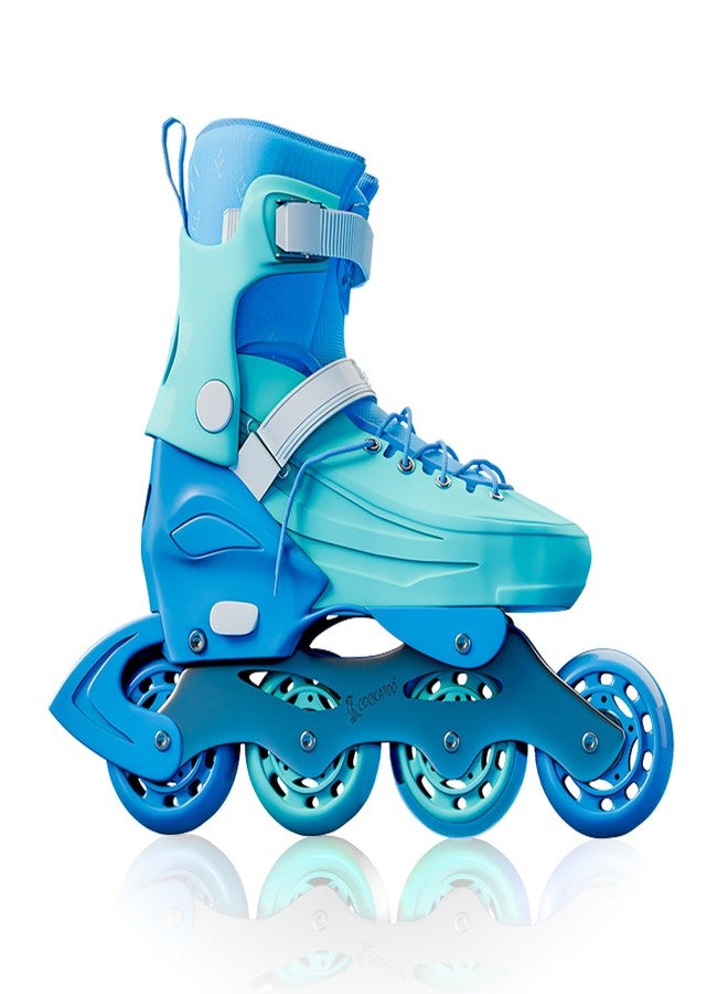 Cockatoo ShadowLine Adjustable Inline Skates, ABEC-7 Bearing Skating Shoes for 6-12 Years, 4 Wheels Inline Skates for Kids-Blue, Size-S (EU 31-34) - Image 3