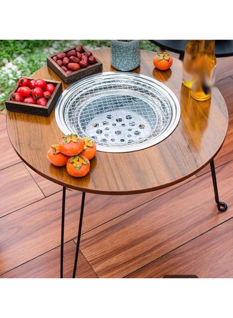 Portable BBQ Grill Stand Folding Fire Pit Stove Camping Round Brazier Table Outdoor Picnics Charcoal Barbecue Grill Wood Stove - Image 5