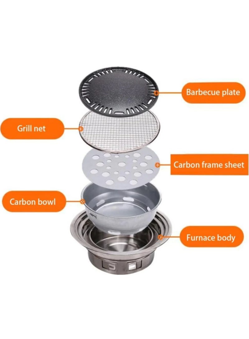 Portable BBQ Grill Stand Folding Fire Pit Stove Camping Round Brazier Table Outdoor Picnics Charcoal Barbecue Grill Wood Stove - Image 4