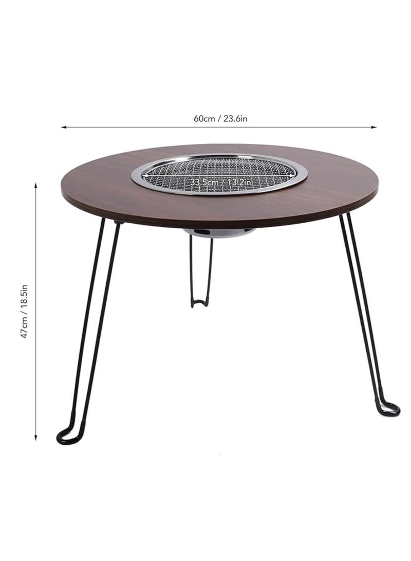 Portable BBQ Grill Stand Folding Fire Pit Stove Camping Round Brazier Table Outdoor Picnics Charcoal Barbecue Grill Wood Stove - Image 2