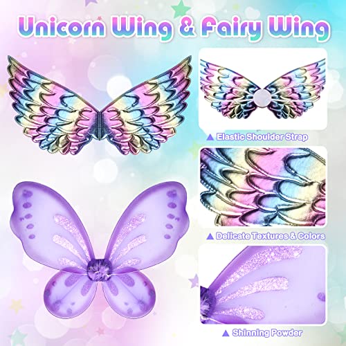 TSDATOWR Unicorn & Flower Princess Dress Up Clothes Set for Girls - Tutu, Wings, Shoes, Jewelry, Headband & Play Toys Gift Set for Toddlers - Image 5