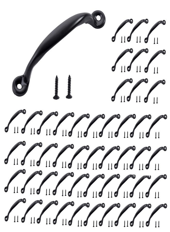 Home Master Hardware مجموعة من 50 مقبض سحب للخزائن من هوم ماستر هاردوير، مقاس 4-7/8 بوصة، مناسبة لأبواب المطابخ الخشبية، والخزائن، والأدراج، وأبواب الحظائر، والبوابات، باللون الأسود مع براغي. - Image 1
