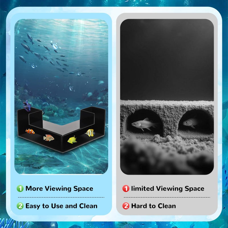EMUTOL Dual-Entrance Aquarium Tunnel, Aquarium Cave Hideout 360Â° Viewing, Black Shrimp Cave Fish Tank Tunnels, Aquarium Underground Tunnel, Substrates Buried Tunnel for Fish Decoration - Image 4