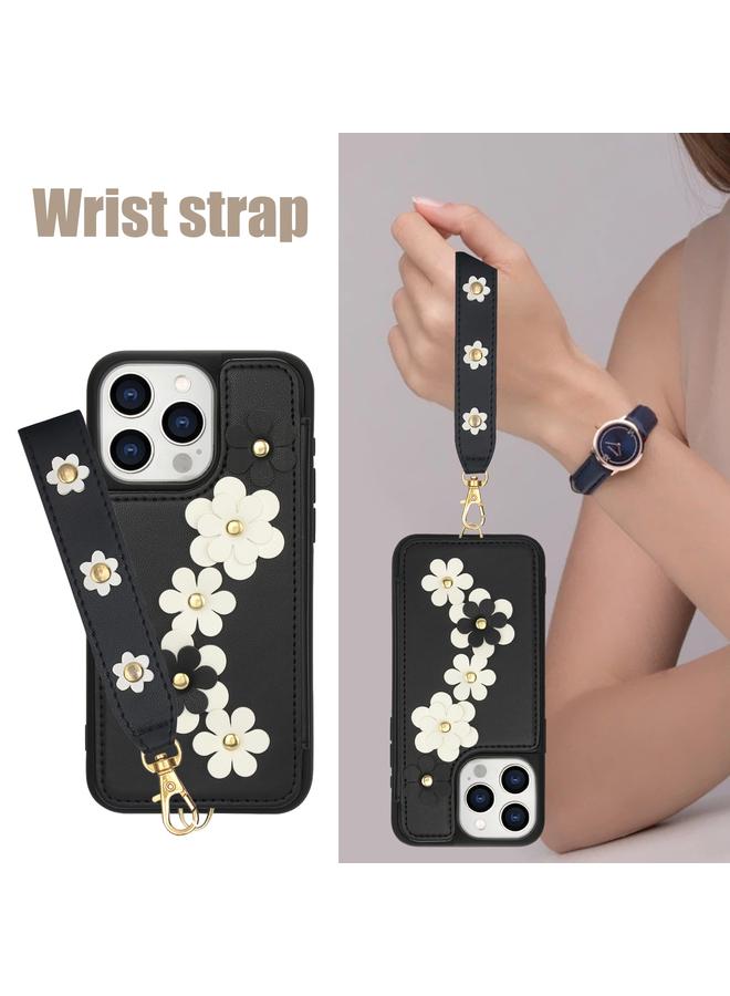 زبون جراب هاتف جلدي بتصميم زهور متقاطعة لهاتف iPhone 13 Pro Max - Image 3