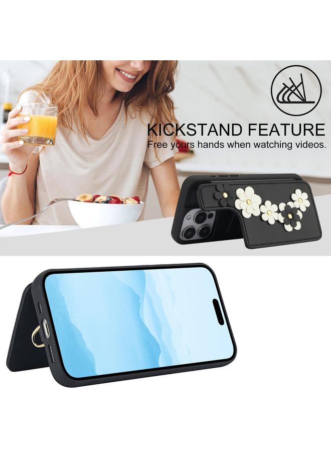 زبون جراب هاتف جلدي بتصميم زهور متقاطعة لهاتف iPhone 13 Pro Max - Image 5