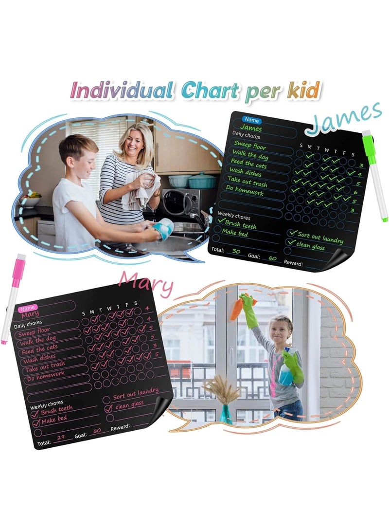 Zikra Magnetic Dry Erase Calendar, 4 Pcs Magnetic Chore Chart for Kids with 8 Colored Markers and 1 Eraser, Reward Chart, Dry Erase Behavior Charts for Kids, Teens, Adults, Family, Black - Image 5