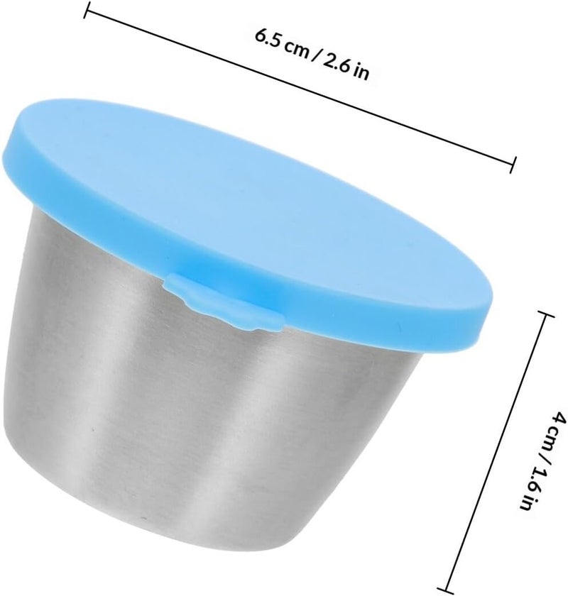 2pcs 70ml Stainless Steel Sauce Cups with Lids 304 Food-grade Condiment Containers for Outdoor Dining and Salad Dressing Random Color - Image 2