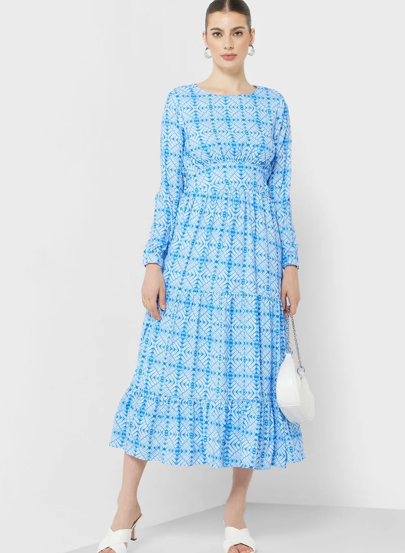 Khizana Tiered Printed Dress