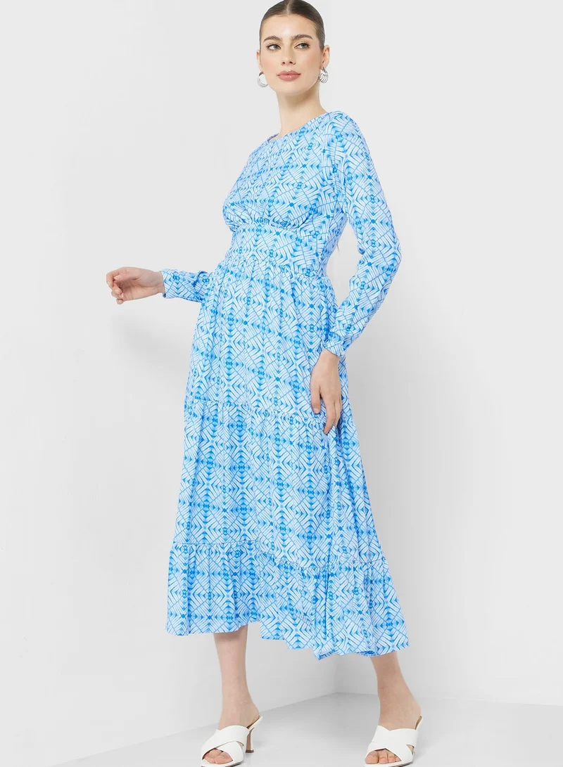 Khizana Tiered Printed Dress