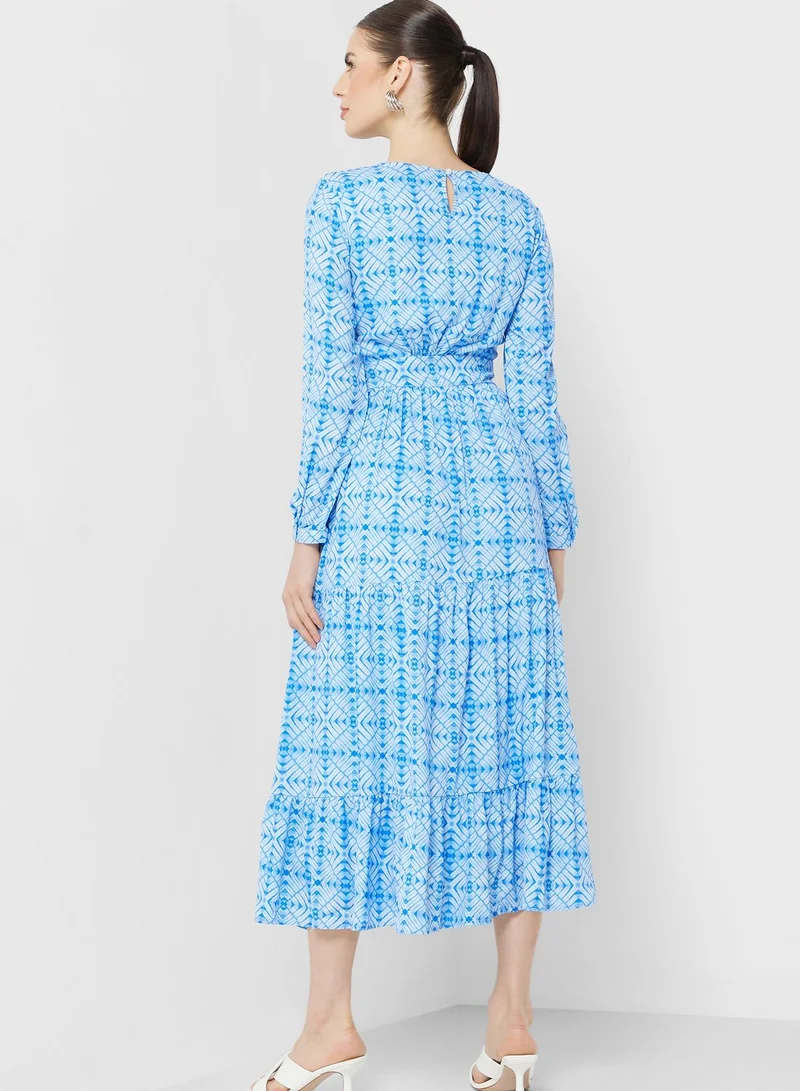 Khizana Tiered Printed Dress