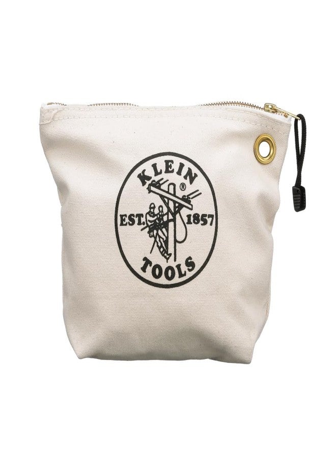 Klein Tools 5539NAT Zipper Bag, Canvas Tool Pouch is 10-Inch Consumables Bag for Storing Parts, Brass Grommet for Easy Hanging, Natural - Image 2
