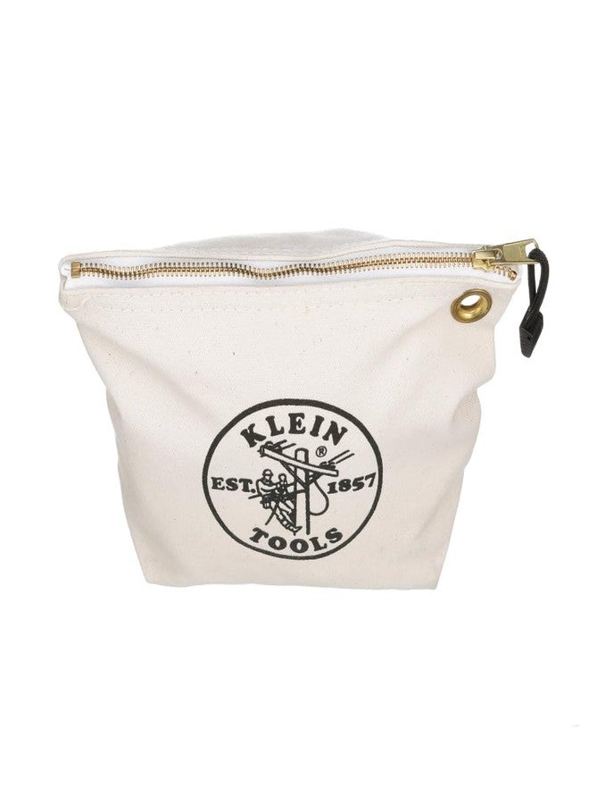 Klein Tools 5539NAT Zipper Bag, Canvas Tool Pouch is 10-Inch Consumables Bag for Storing Parts, Brass Grommet for Easy Hanging, Natural - Image 4