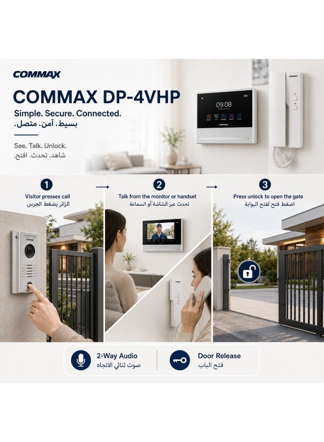 COMMAX DP-4VHP Additional Wired Audio Intercom Handset for Compatible Video Monitors - Image 3