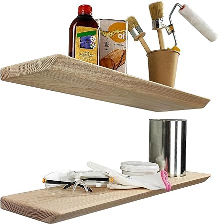 Crysellewoods Solid Sheesham Wood Floating Shelves, Set of 2 Rustic Shelves, Wooden Wall Shelves for Living Room, Bedroom, Kitchen, Bathroom, Farmhouse (Indian Solid Sheesham Wood) (Lite) - Image 5