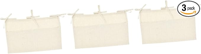 3Pcs Double Pocket Hanging Organizer Storage Pouch For Nursery Bedside Size 1x3pcs Beige - Image 1