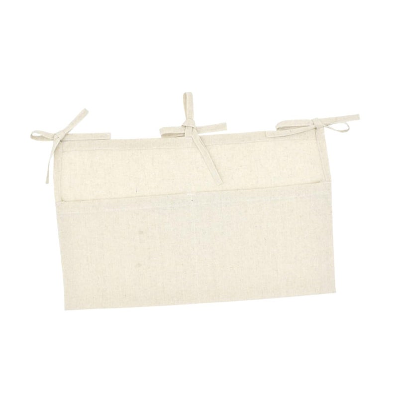 3Pcs Double Pocket Hanging Organizer Storage Pouch For Nursery Bedside Size 1x3pcs Beige - Image 4