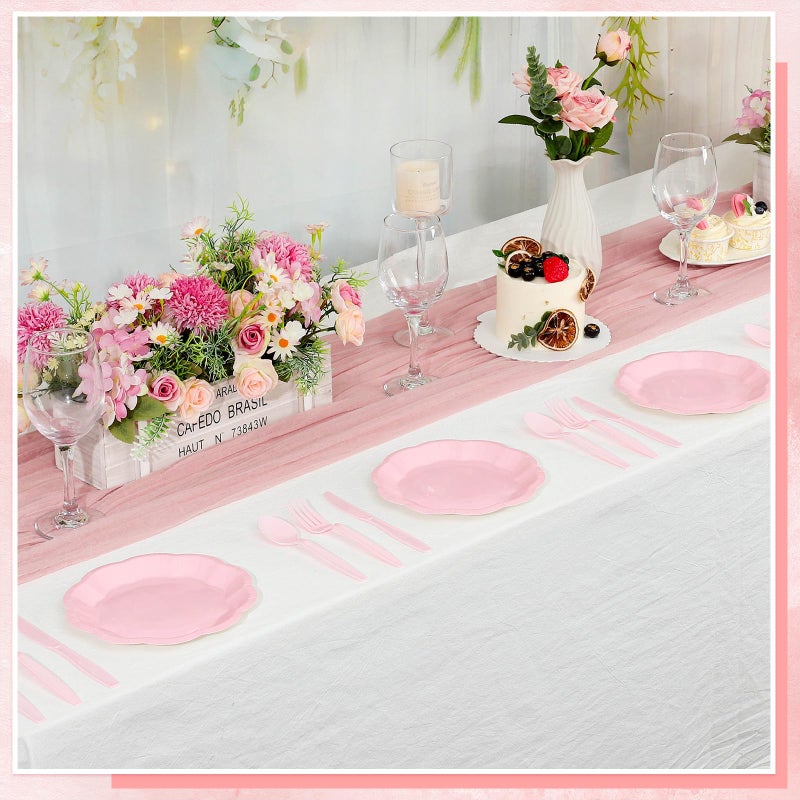 NatNarr 30pcs Pink Plates, 7inch Scalloped Pink Paper Plates Disposable Pink Dessert Cake Plate Small Party Plate for Wedding, Easter Party, Baby Shower, Bridal Shower, Mother's Day - Image 4
