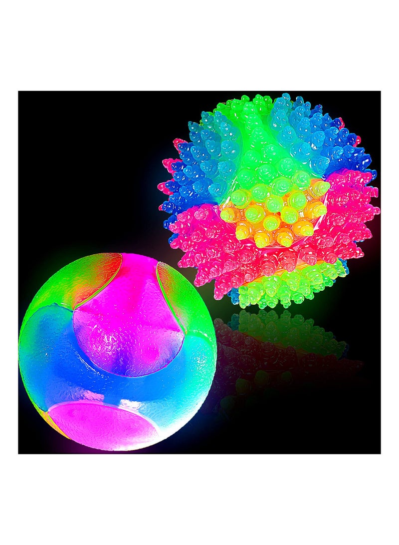 SOLARAE 2 Pieces Light up Dog Ball, Elastic Flashing Ball Glowing Interactive Dog Toy Ball Flash LED Dog Ball Toy Pet Color Light Ball Bounce-Activated for Dogs and Puppies - Image 1