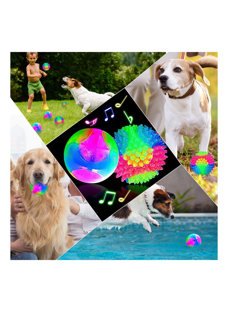 SOLARAE 2 Pieces Light up Dog Ball, Elastic Flashing Ball Glowing Interactive Dog Toy Ball Flash LED Dog Ball Toy Pet Color Light Ball Bounce-Activated for Dogs and Puppies - Image 3
