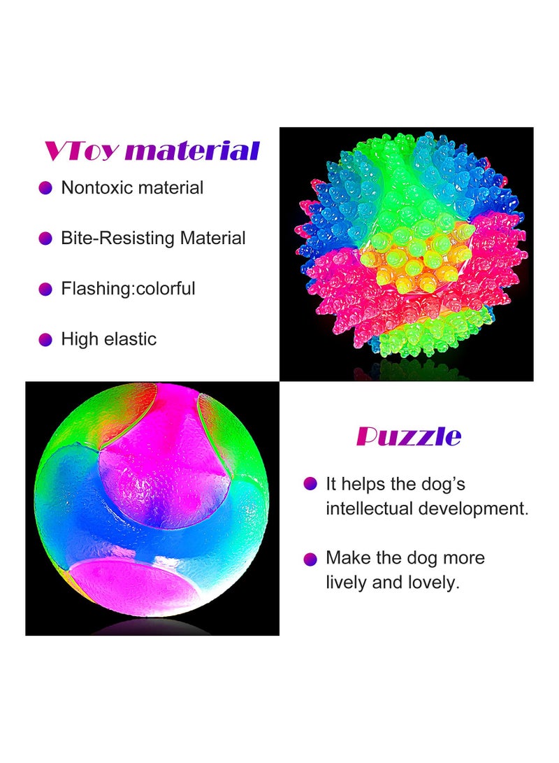 SOLARAE 2 Pieces Light up Dog Ball, Elastic Flashing Ball Glowing Interactive Dog Toy Ball Flash LED Dog Ball Toy Pet Color Light Ball Bounce-Activated for Dogs and Puppies - Image 5