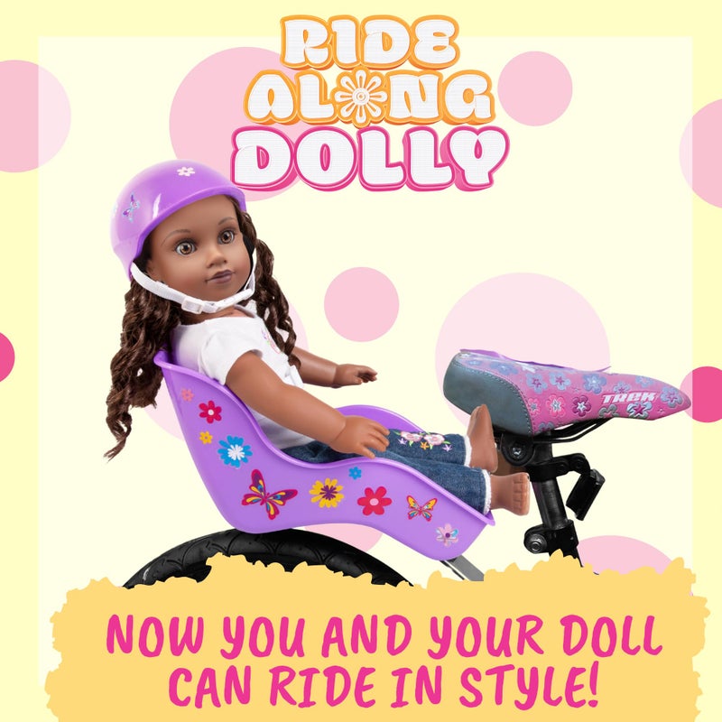 Ride Along Dolly Doll Bicycle Seat- The Original Bike Attachment for 18"-22" Dolls and Stuffed Animals- Decorate Yourself Decals Included, Fits Most Bikes, Birthday (Pink)- Christmas - Image 2