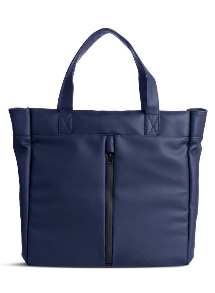 Ar supply AR Tote Bag by Arij Bags | Large Tote Bag for Laptop and Daily Use, Detachable and Adjustable Crossbody Strap, Spacious Main Compartment, Laptop Pocket, Multiple Inner Pockets and Quick Access Front Pocket (39 × 38 × 12 cm) (Navy) - Image 1