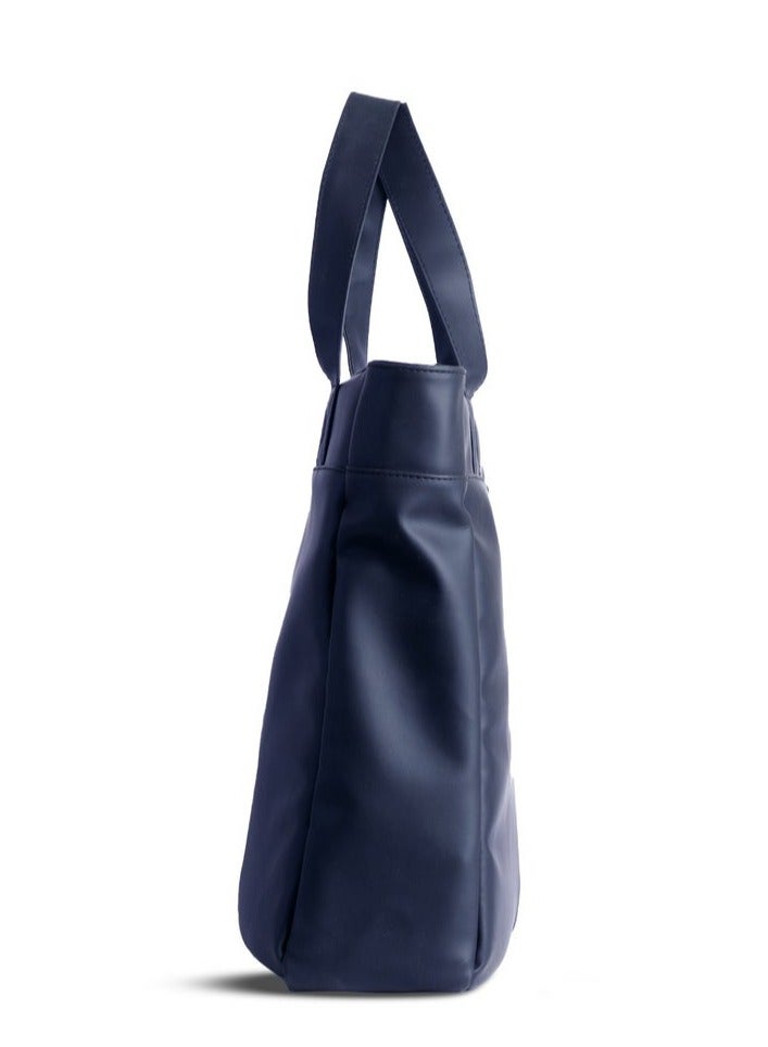 Ar supply AR Tote Bag by Arij Bags | Large Tote Bag for Laptop and Daily Use, Detachable and Adjustable Crossbody Strap, Spacious Main Compartment, Laptop Pocket, Multiple Inner Pockets and Quick Access Front Pocket (39 × 38 × 12 cm) (Navy) - Image 3