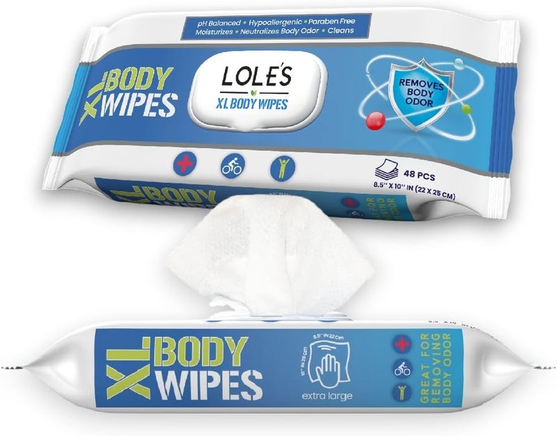 LOLE'S Body Wipes for Adults Bathing No Rinse XL – Bath Wipe for Adult, 48 Count Extra Large, – Shower Wipes – Body Wipe for Camping, Travel, Gym, Elderly Care, Women & Men – Fresh & Moisturizing - Image 1